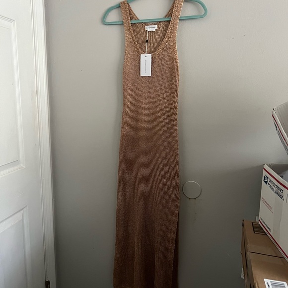 NWT Revolve Lovers and Friends Fiona Rose Gold Mesh Dress - Picture 6 of 7